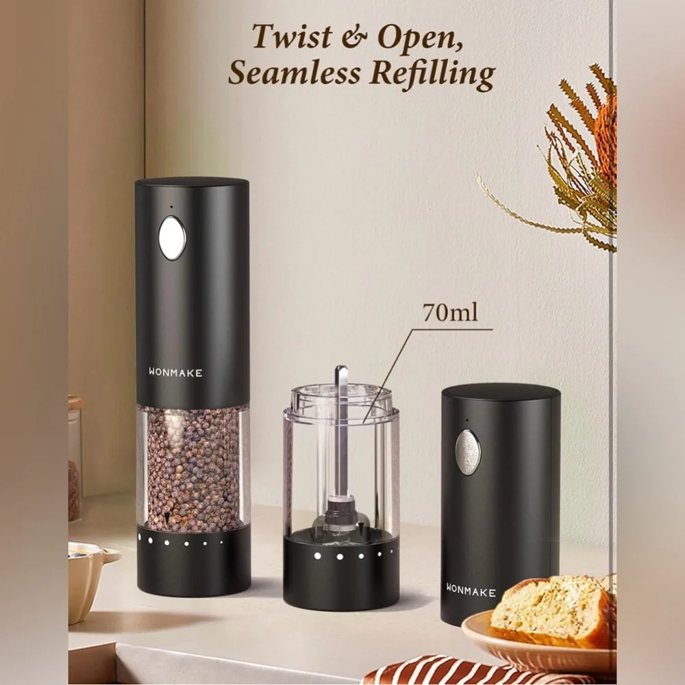 Electric Salt & Pepper Grinder Set – Rechargeable, Adjustable Coarseness - NWT - Picture 6 of 11